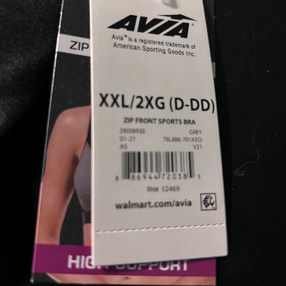 Avia Women's Black and Gray Zip-Front Sports Bra XXL (D-DD) - Picture 2 of 7